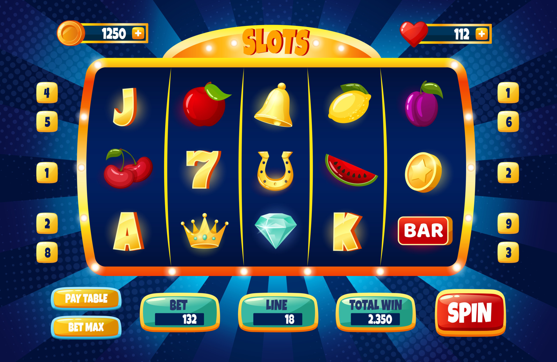 online casino slots interface